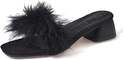Frelo - Sandalias de peluche para mujer, diseño cuadrado con talón : Ropa,  Zapatos y Joyería - Amazon.com