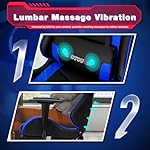 ECOTOUGE PC Massage Gaming Chair with Footrest Ergonomic Office Desk Chair Racing PU Leather Recliner Swivel Rocker with Headrest and Lumbar Pillow, Blue - Image 5