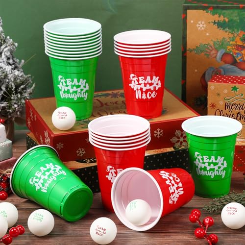 image for VioraWhite 22 Pcs Christmas Game Supplies Set 16 oz Plastic Cups with 