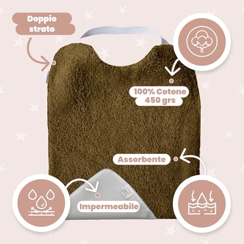 MIMUSELINA Bavaglini Asilo con Elastico Confezione da 5 - Bavaglini Impermeabili con Elastico in Spugna per Asilo e per Promuovere l’Autonomia - Bavaglini Grandi Lavabili con Interno Impermeabile