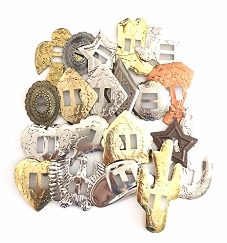 Conchos Grab Bag! Western Styles, Mixed Shapes and Sizes, Slotted; 50 Pieces