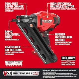 CRAFTSMAN V20 Brushless Cordless 30° Framing Nailer (Tool Only) (CMCN630PTB)