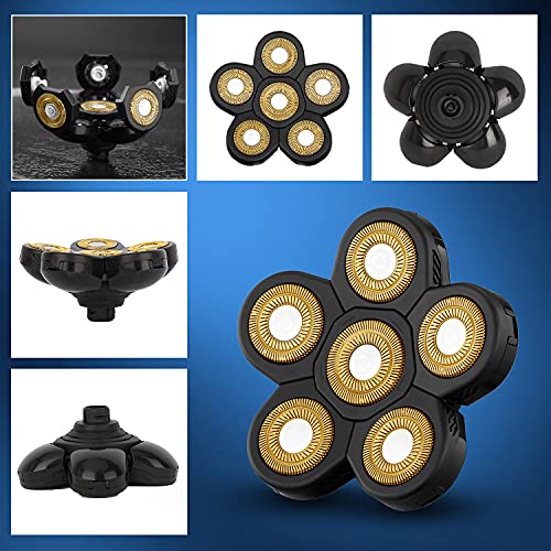 Replacement Head For Electric Shaver Mens Electric Razor Head 6D - Close Head Shavers For Men Replacement Head - Wet & Dry Bald Shavers Blades Waterproof Shavers Replacement Blades Head（Gold） #TOP5