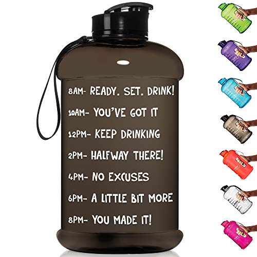 HydroMATE Half Gallon 64 oz Motivational Water Bottle with Time Marker Large BPA
