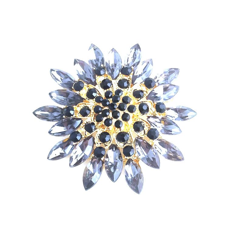 Image of COLORFUL BLING Rhinestone Crystal Sunflower Brooch Pin Elegant Wreath Brooch Clothing Hat Bag Skirt Accessories for Women Girls-gray, 1