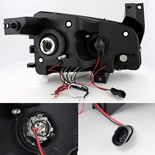 AKKON - For 2009-2010 Dodge Charger Black Angel Eye LED Projector Headlights + Dark Red Tail Lights Lamps Combo