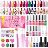 DIYDEC Christmas Advent Calendar 2025 Nail Polish Set with Art Accessories for Women Girls Adults Xmas Countdown Calendar Gel Nail Polish Kit for Party Favor Holiday Gifts(17 Colors)