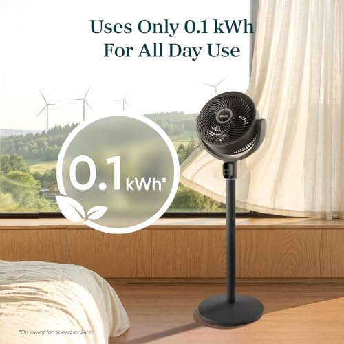 Image of LEVOIT Standing Fan for Bedroom, 90 Oscillating Pedestal Fan, 20dB Quiet for Sleep, 1024 CFM Airflow, Smart Floor Fan with Dust Cover, 5 Speeds 3 Modes, DC Motor, 12H Timer, for Home, Room, Grey