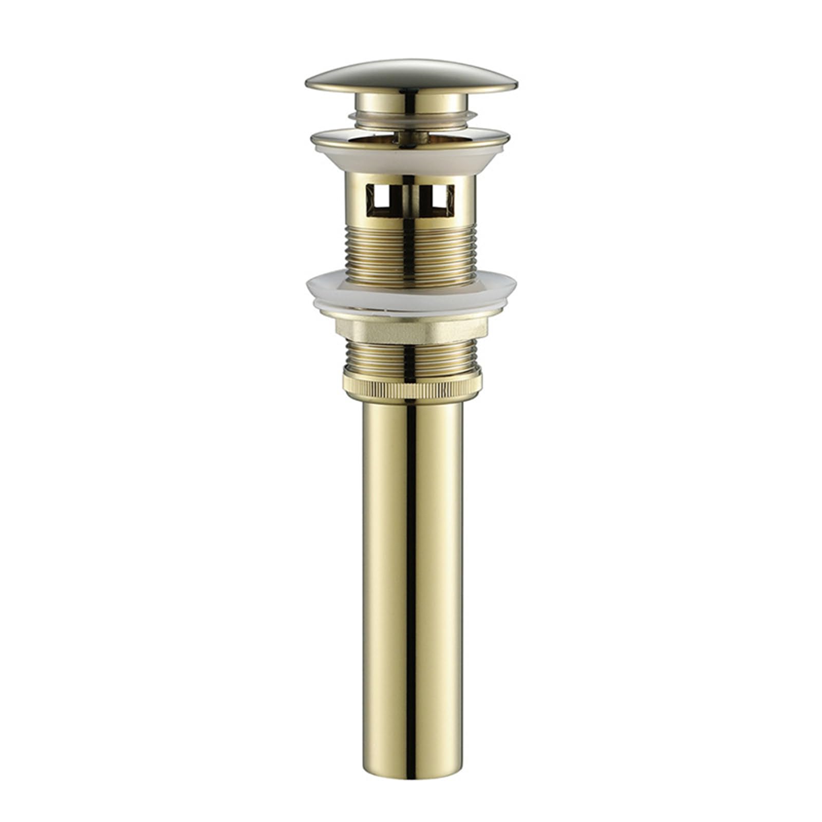 Desagüe Universal Con Rebosadero。VáLvula Para Lavabo Clic Clac。Tapon Lavabo Click Clack Universal。Prensa De Resorte De Drenaje Totalmente De Cobre,oro,Con Orificio De Rebosadero