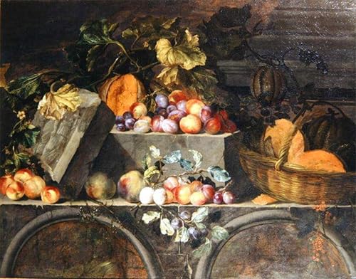 Affiches et gravures de Jean Baptiste Oudry, tableau moderne nature morte fruits 60x90cm