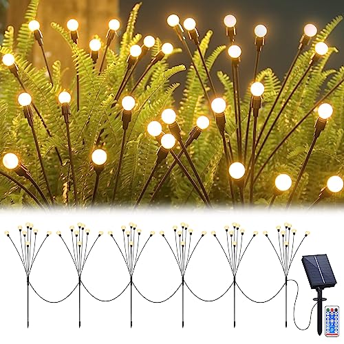 JIMACRO Luci decorative da giardino a energia solare, 6 pezzi, 8 LED, lucciola, luce solare per esterni, impermeabile, con 8 modalità di illuminazione per sentiero, cortile, patio walkway