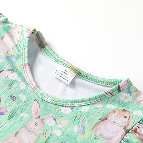 Toddler Girl Bunny Pattern Dress Flutter Sleeve Princess Party Summer Clothes 5-6Y2