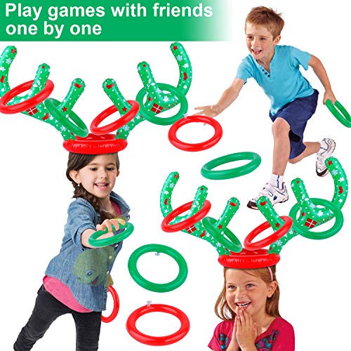 GINMIC Christmas Inflatable Reindeer Antler Ring Toss Game Set for Kids Adults Carnival School Party Favor Supplies Holiday Decoration Novelty Toy Outdoor Indoor Funny for Kids - Thumbnail 7