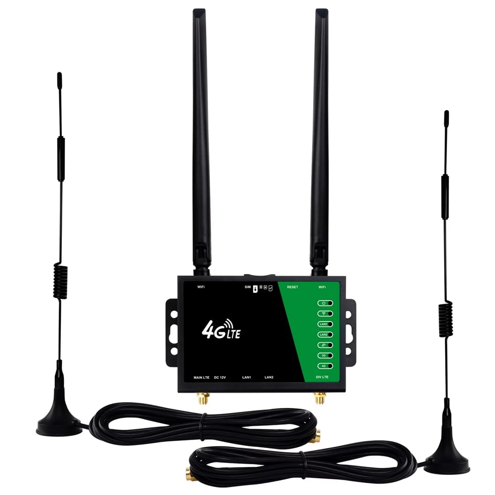 Router Inalámbrico Industrial CPE WiFi 4G con Antena Externa de 300 Mbps y Ranura para Tarjeta SIM, Punto de Acceso Móvil Portátil (32 Usuarios), Enchufe Europeo