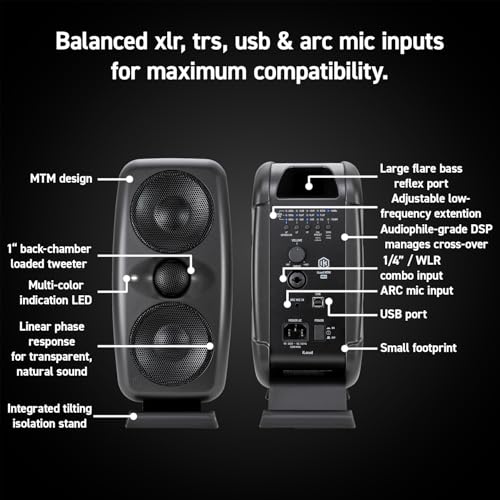 Image of IK Multimedia iLoud MTM MKII (Single Speaker) Compact Studio Monitor with Built-in ARC Room Correction, 100W RMS high-Performance Desktop Speaker, Computer Speakers and pc Speakers use and DJs
