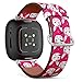 CJBROES Replacement Leather Watch Band, Compatible with Fitbit Versa 3 and Fitbit Sense of Wristband Bracelet Accessory - Cute Bunny