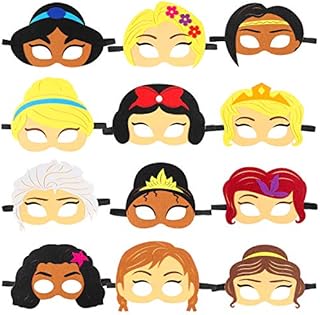 GROBRO7 12 Pack Princess Toy Masks for Little Girls Birthday Party Favors, Queen Costume Mask Cosplay, Party Supplies for Decorations, Pretend Play Accessories, Princess Role Playing Game