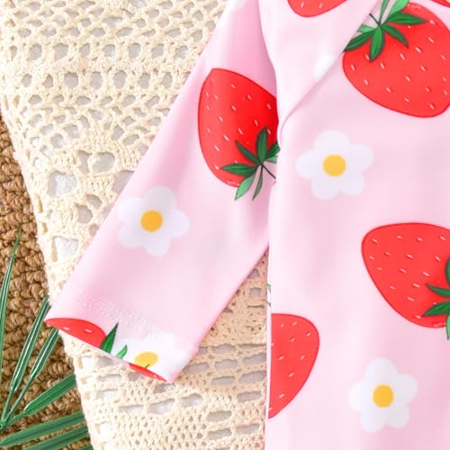 Image of Aalizzwell Baby Girls Long Sleeve One Piece Swimsuit with Hat