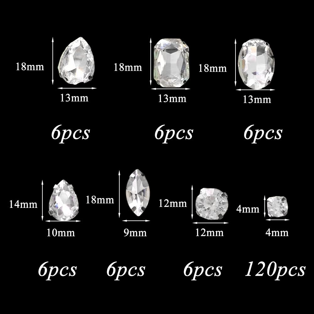 Supvox 150pcs Strass à Coudre Strass Cristal Dos Plat Classique Oeil De Cheval Pour Vêtements De Bricolage Couture Artisanale (couleurs Mélangées