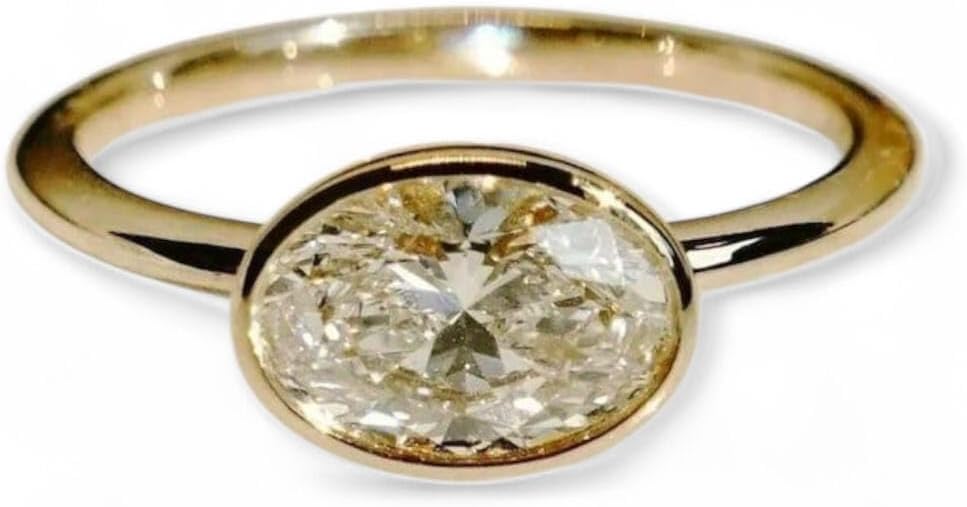 3CT Horizontal Oval Cut Solitaire Moissanite Diamond Gorgeous Anniversary in S925 Sterling Silver Ring, Oval Promise Ring, moissanite Ring - GJH192