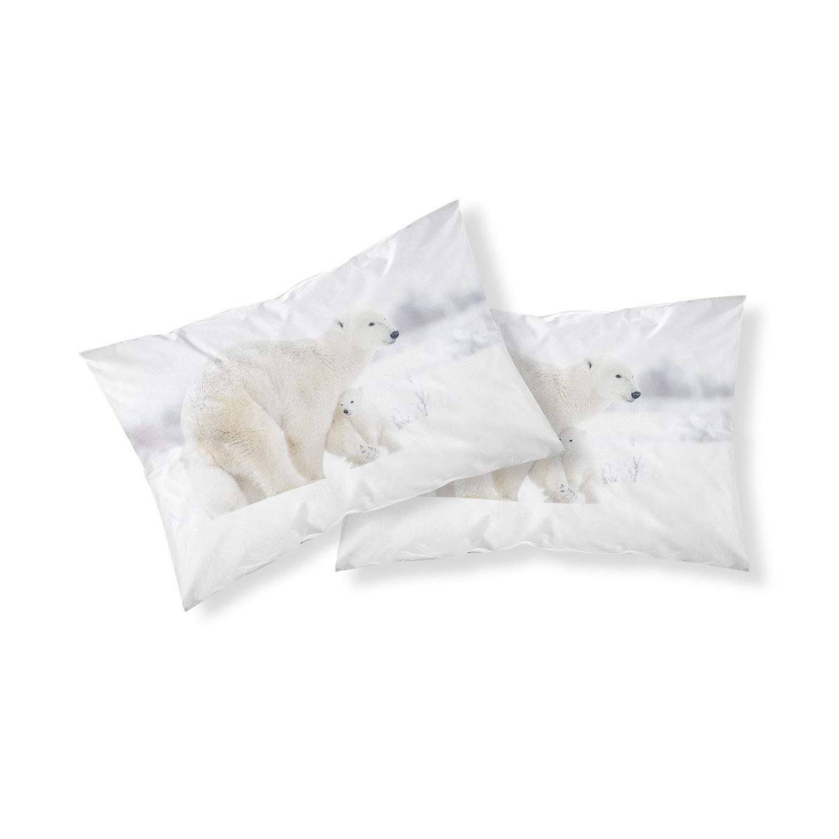 Eisbär Bettwäsche Set 3-teilig - Mikrofaser Doppelbett Set Mit Tiefen Taschen, Grau