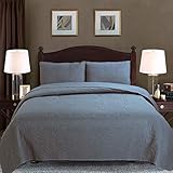 bednlinens&things 3 pc Solid Embossed Pebble Circle Pattern All Season, Light Weight Bedspread Bed-Coverlet Over Size 118'x106' (Grey, King)
