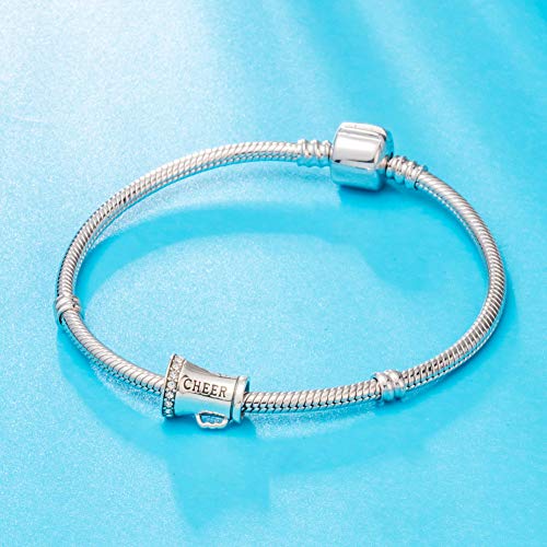 ARTCHARM Cheer Charms Sterling Silver Cheerleader Charm Sport Charm, Valentine's Day Gift for Lovers/Friends/Mothers/Travelers4