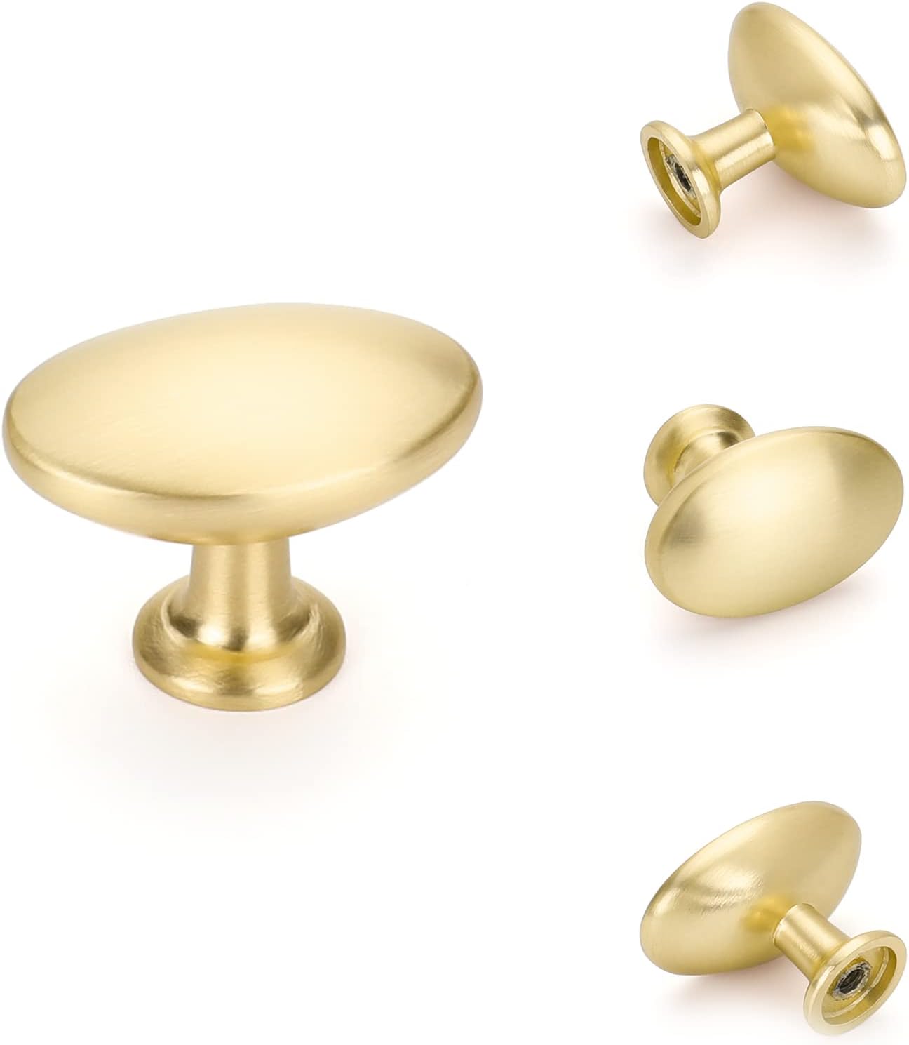 homdiy 25Pack Brushed Brass Cabinet Knobs Gold Drawer Knobs - Oval Kitchen Cabinet Knobs Round Knobs Gold Knobs for Dresser