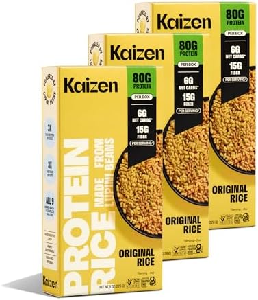 Kaizen Food Company Low Carb High Protein(20gr) Pasta Rice - Gluten Free, Keto Friendly, Plant Based, Made with high Fiber Lupin Flour - 226 Gr (Pack of 3)