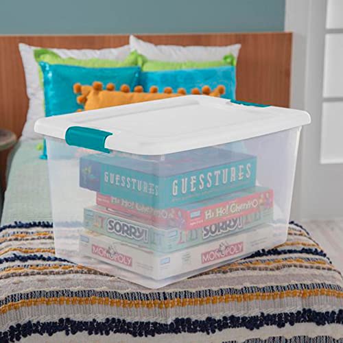 Sterilite 64 Qt Clear Plastic Stackable Storage Bin W/White Latching Lid Organizing Solution, 12Pack #TOP4
