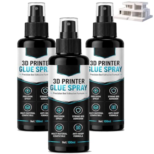 Anti-Warping 3D Printer Glue Spray, 3D Printer Bed Adhesive Spray – Helps Reduce Warping & Promote First, Professional 3D Printer Bed Adhesive, 3D Printing Accessories, for PLA ABS PETG TPU (3PCS)