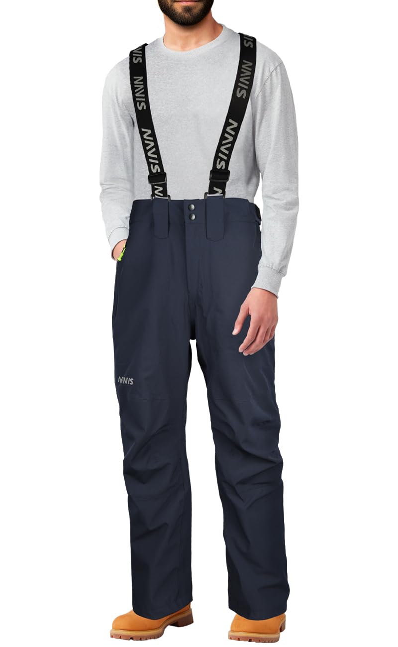 NAVIS MARINE Waterproof Bib Pants for Men - Heavy Duty Wading Overalls, Windproof Rain Pants for Fishing, Hunting