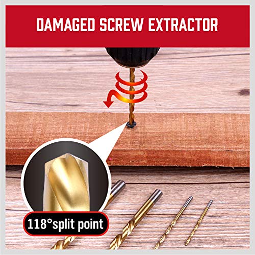 10-Piece High-Speed Steel Screw Extractor & Drill Bit Set - Spiral Flute Broken Bolt Remover, Easily Remove Stripped or Damaged Screws, Left-Hand Drill-Bit - Complete Set with Metal Index Case - Thumbnail 3