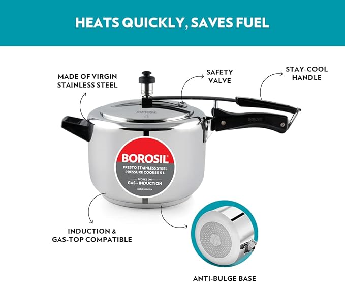 Olla A Presión Acero Inoxidable 5L Borosil miniatura 9