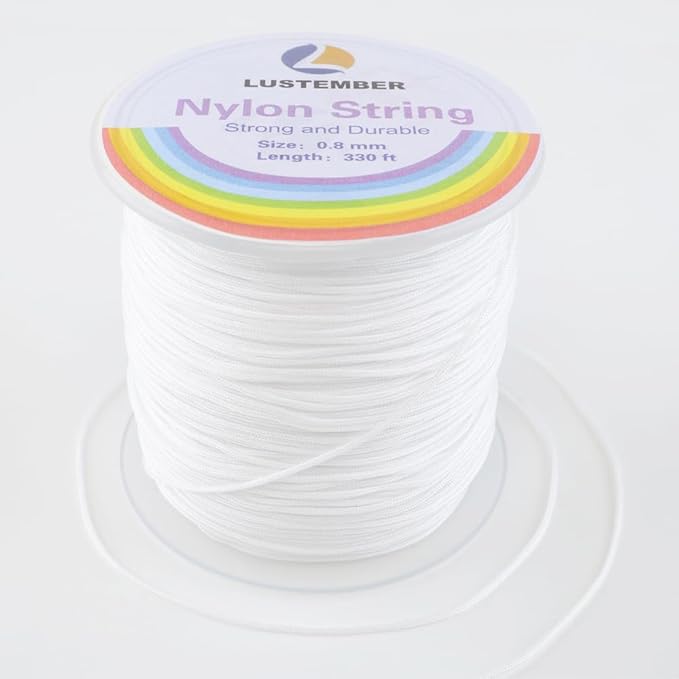 0.8mm Nylon String, Strong Bracelet String, Durable Nylon Cord for Jewelry Making, Bracelets, Beading, Necklaces, Rattail Braiding, Kumihimo, Wind Chimes, Blinds and Handicrafts