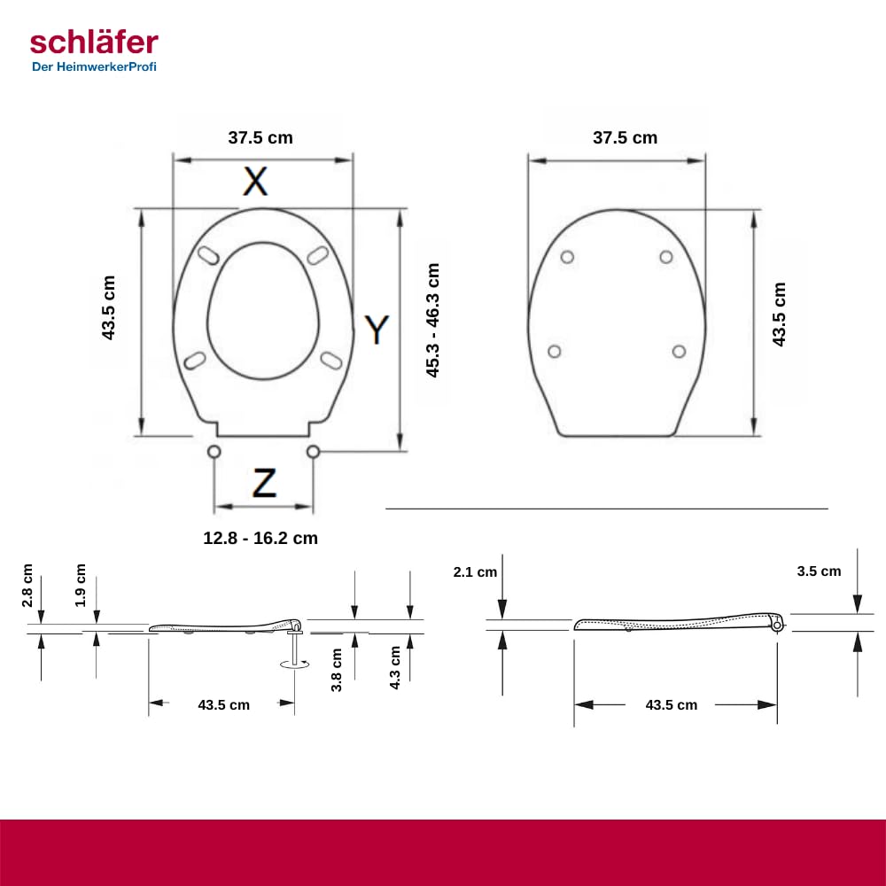 Schläfer | 4637201 - Toilettendeckel mit Soft-Close-Gepolsterung, Abnehmbare Befestigung, Take Off Universal-WC-deckel aus Weißem Duroplast, mit Schnellentriegelungsfunktion