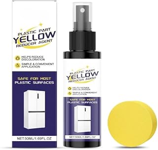 Plastic Yellowing Restorer Kit - Renews Yellowed & Discolored Plastic Surfaces on Electronics, Appliances, Car Interiors | Easy Application with 1.7 fl oz Spray Bottle & Sponge for Deep Cleaning