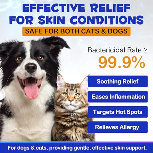 Anti-Juckreiz-Spray für Hunde, Katzen, Pferde-Juckreiz-Heilmittel-Linderungs-Spray für Hot Spot, Bisse, Kratzer, gereizte Haut für Hunde, gereizte trockene juckende Haut für Haustier-Hautpflege (4 oz)