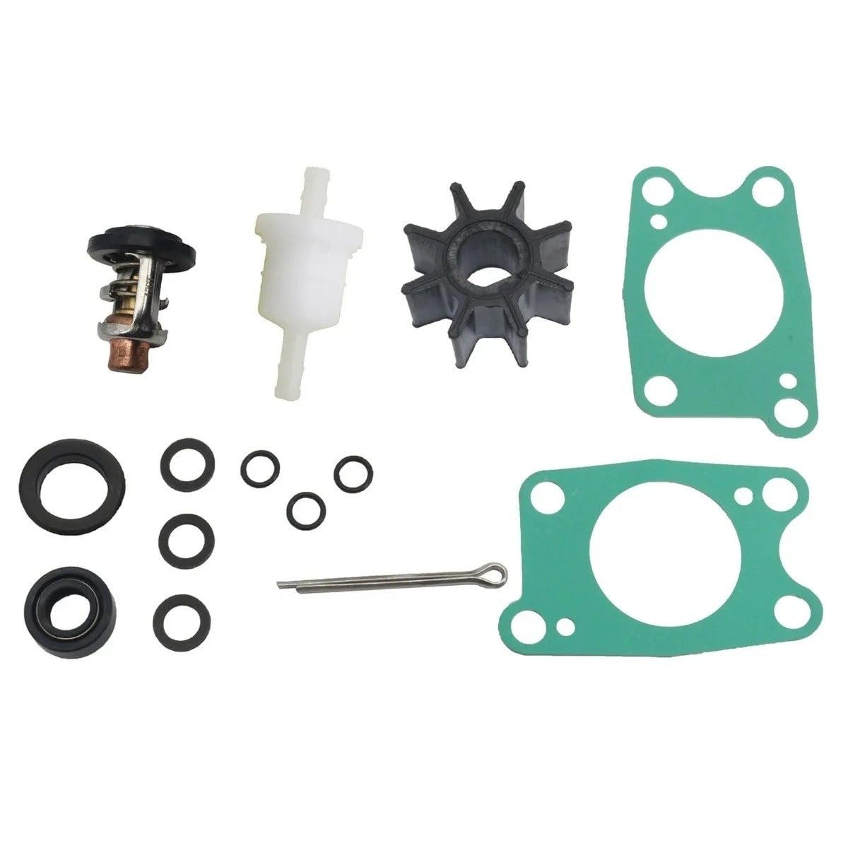 Wasserpumpen Kühlmittelpumpe Für 4 4,5 5 HP BF4 BF4.5 BF5 Marine Außenbord Wasserpumpe Reparatur Mit Thermostat Kraftstoff Filter Öl Dichtung Dichtung Wartung Kit
