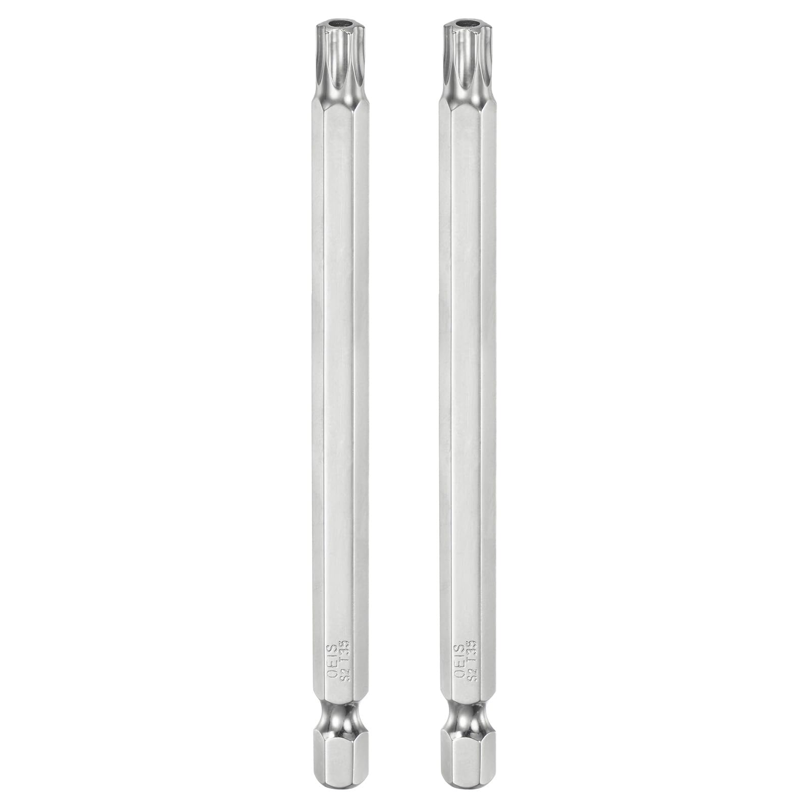 HARFINGTON 2pcs T35 Security Torx Bit 1/4" Hex Shank 4" Long S2 Steel Magnetic Tamper Resistant Star Bits Screwdriver Torx Head with Hole for Driver