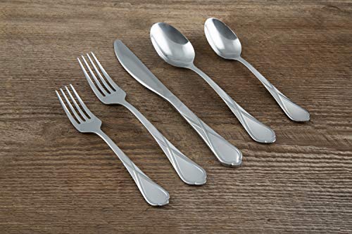 image for Cambridge Silversmiths Heather Sand 20-Piece Flatware Silverware Set, 