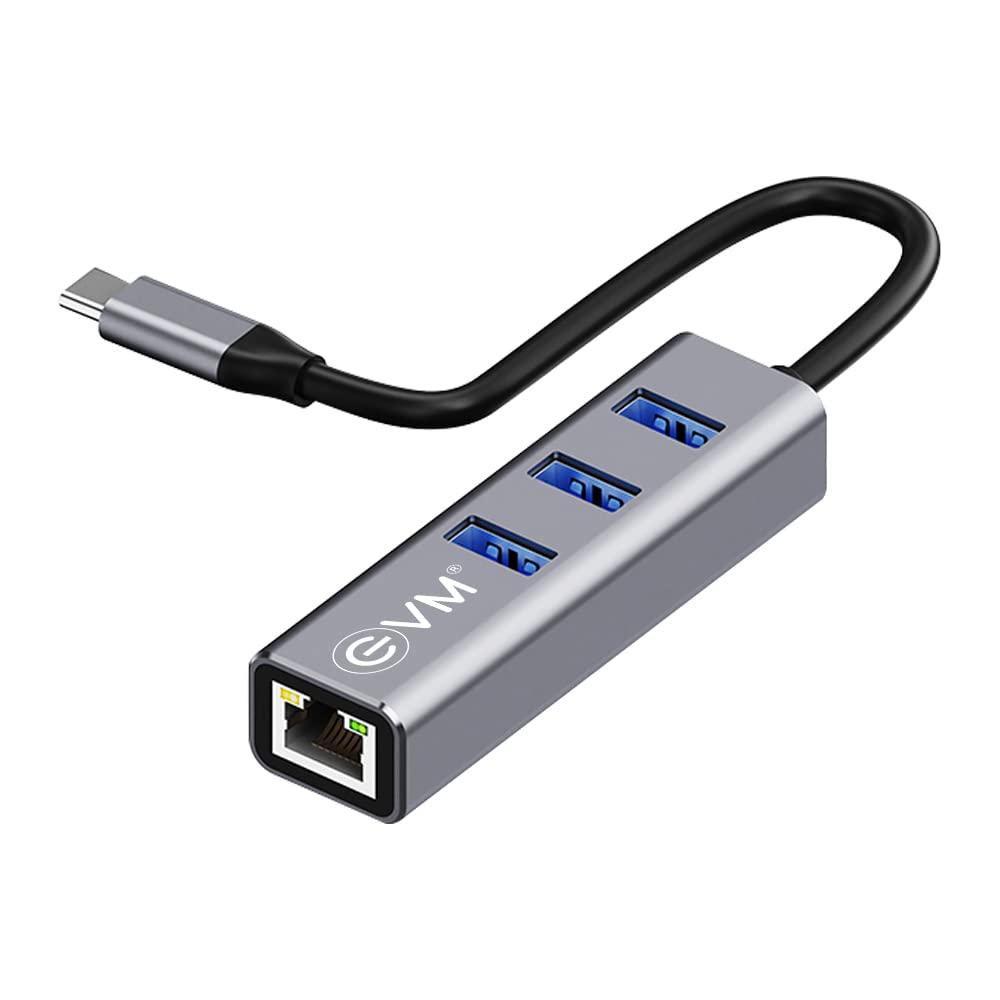 EVM 4-in-1 Multiport Hub Type-C to USB 3.0 & 1000M with 3X USB 3.0 Ports, RJ45 Ethernet - Compatible with Laptops, Tablets & Mobiles - 1 Year Warranty (EVM CGRJU3.0) (B0BR7WVS78) Amazon Price History, Amazon Price Tracker