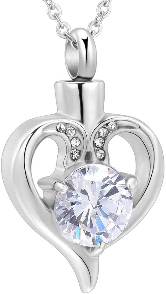 Minicremation – Collana Con Ciondolo A Cuore In Cristallo – Urna Per Ceneri – Incisione “Your Wings Were Ready My Heart Was Not”