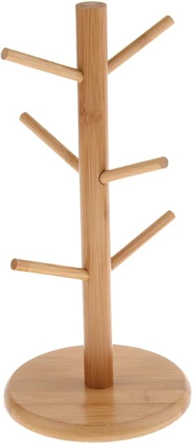 MEETOZ Mug Holder Tree, Wooden Mug Rack Holder Stand, Cactus Tree Shaped 8-Mug Holder, Kitchen Countertop Mug Tree, Coffee Mugs & Tea Cup Storage Rack for Coffee Cup , MugTea Cup & Storage Rack