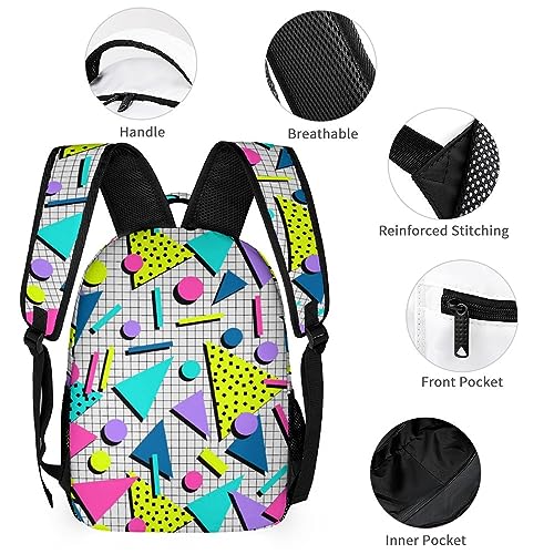 Retro 80s 90s Pattern 3 Piece Backpack Sets With Lunch Bag Pencil Case Combination Hiking Travel Work3