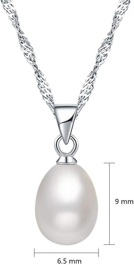 Sterling Silver Drop Shape Freshwater Cultured Pearl Necklace | Women's Pearl Pendant Necklace | Silver Jewelry - Image 2