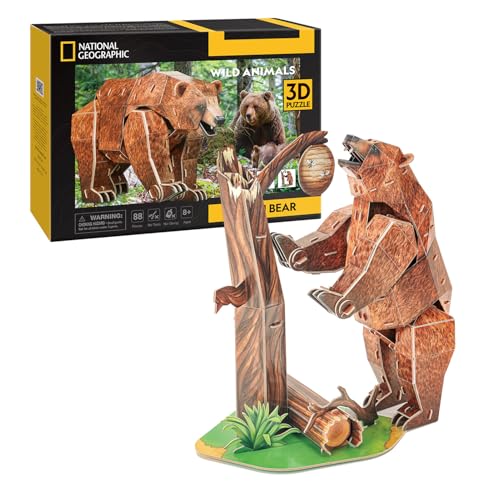 National Geographic – Meeresschildkröte | 3D-Puzzle | Modelle zum Zusammenbauen | Geschenk für Jungen 8 Jahre | Geschenk für Mädchen 8 Jahre | Basteln für Erwachsene | Kinderpuzzle (Braunbär)