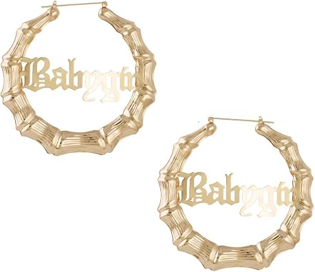 Old English Font Word 9cm elegant Large Bamboo Earrings Hip-Pop Style Fashion Party Accessory