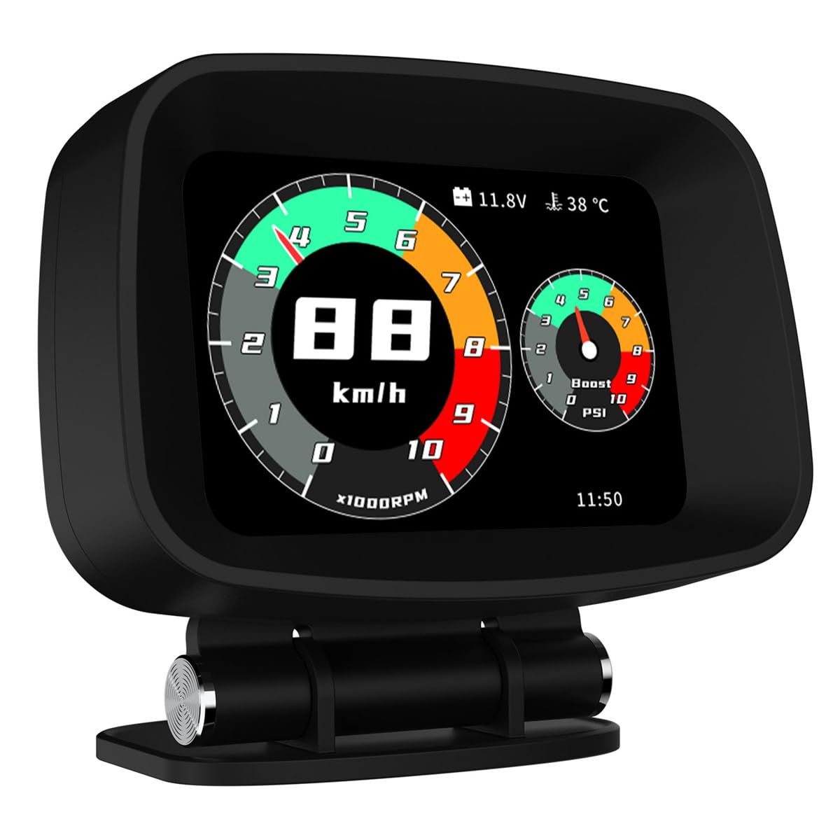 Mallofusa Car Head Up Display Smart Gauge OBD2 GPS HUD Mode1-7 Speedometer ECT RPM Alarm Work with OB02 Cars Truck