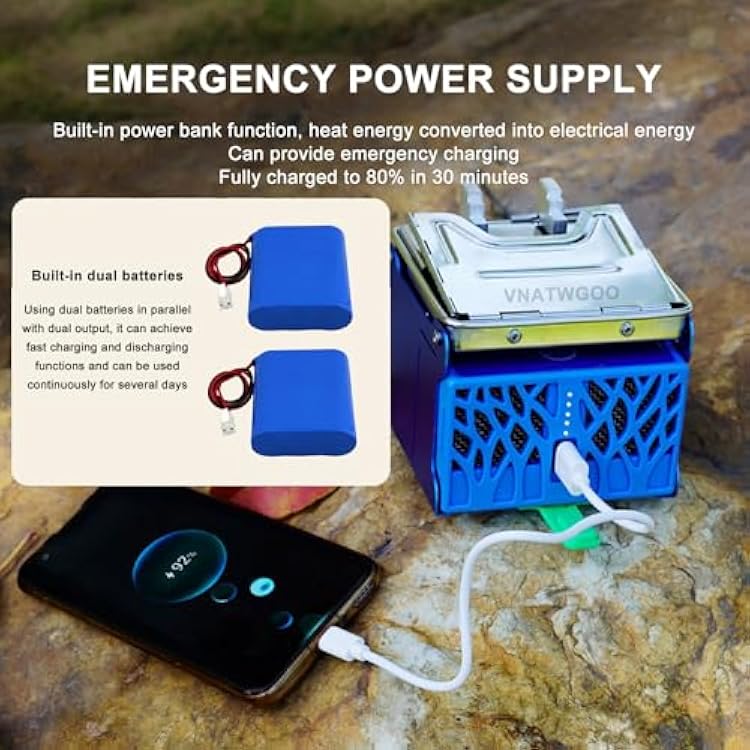 Compact Charging Stove with Thermal Power Generation, Waterproof Foldable Camping Stove, for Emergency Power Supply